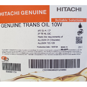 E0A001731 TRANSMISSION OIL ZW180,220,250 20L TRANS OIL 10W 2
