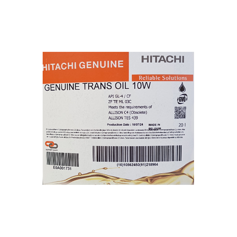 E0A001731 TRANSMISSION OIL ZW180,220,250 20L TRANS OIL 10W